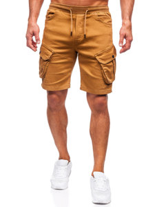 Pantalón corto de tela cargo para hombre camel Bolf 384K