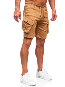 Pantalón corto de tela cargo para hombre marrón Bolf 384K