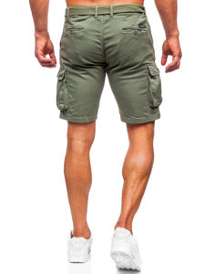 Pantalón corto de tela con cinturón cargo para hombre caqui Bolf 010