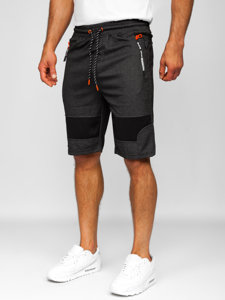 Pantalón corto deportivo para hombre negro y naranja Bolf Q3877