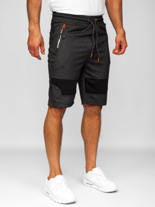 Pantalón corto deportivo para hombre negro y naranja Bolf Q3877