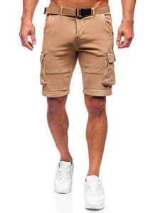 Pantalón corto tipo cargo con cinturón para hombre camel Bolf MP0109K