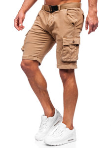 Pantalón corto tipo cargo con cinturón para hombre camel Bolf MP0109K