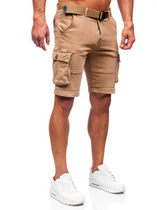 Pantalón corto tipo cargo con cinturón para hombre camel Bolf MP0109K