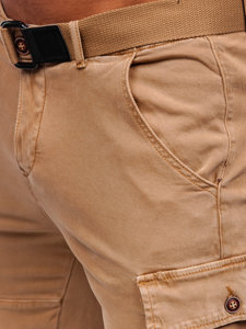 Pantalón corto tipo cargo con cinturón para hombre camel Bolf MP0109K