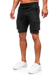 Pantalón corto tipo cargo shorts para hombre negro Bolf DC469