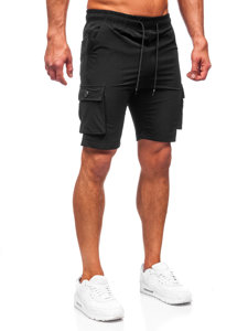 Pantalón corto tipo cargo shorts para hombre negro Bolf DC469