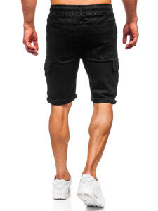 Pantalón corto vaquero cargo para hombre negro Bolf 8256