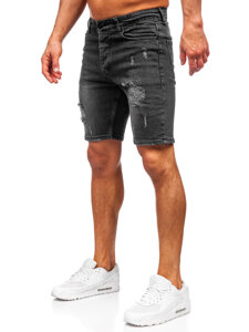 Pantalón corto vaquero para hombre negro Bolf 0491