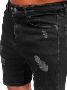 Pantalón corto vaquero para hombre negro Bolf 0627