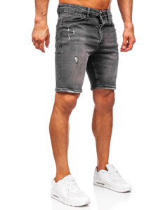 Pantalón corto vaquero para hombre negro Bolf 0676