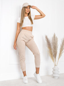 Pantalón de chándal a rayas para mujer beige Bolf W7855