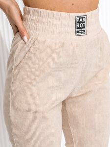 Pantalón de chándal a rayas para mujer beige Bolf W7858