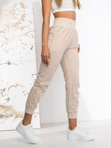 Pantalón de chándal a rayas para mujer beige Bolf W7863