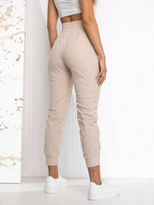 Pantalón de chándal a rayas para mujer beige Bolf W7863