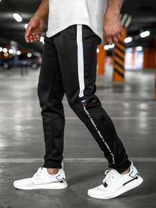 Pantalón de chándal con impresión para hombre negro y azul Bolf AM125A