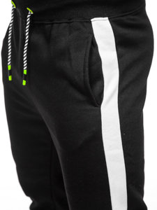 Pantalón de chándal con impresión para hombre negro y verde Bolf AM125