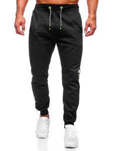 Pantalón de chándal con impresión para hombre negro y verde Bolf AM125