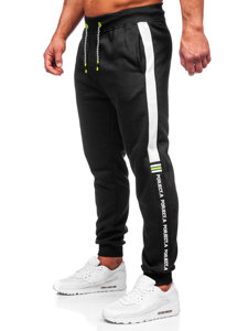 Pantalón de chándal con impresión para hombre negro y verde Bolf AM125