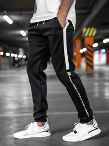 Pantalón de chándal con impresión para hombre negro y verde Bolf AM125A