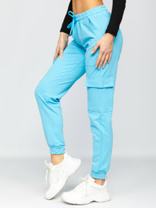 Pantalón de chándal tipo cargo para mujer azul claro Bolf HW2516C