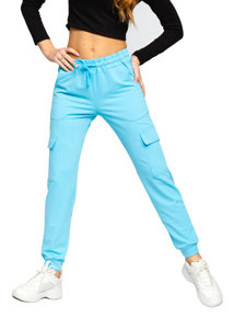 Pantalón de chándal tipo cargo para mujer azul claro Bolf HW2516C