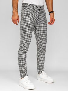 Pantalón de etiqueta a cuadros de tela para hombre negro Bolf 184143