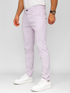 Pantalón de etiqueta a cuadros de tela para hombre violeta Bolf 184143