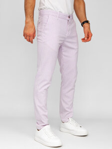 Pantalón de etiqueta a cuadros de tela para hombre violeta Bolf 184143