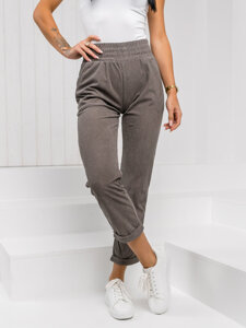 Pantalón de tela a rayas para mujer gris Bolf W7856