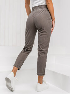 Pantalón de tela a rayas para mujer gris Bolf W7856