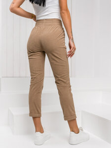 Pantalón de tela a rayas para mujer marrón Bolf W7856