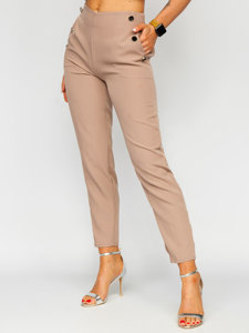 Pantalón de tela con botones decorativos para mujer capuchino Bolf 8155