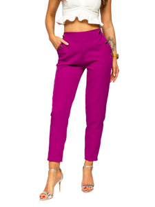 Pantalón de tela con botones decorativos para mujer fucsia Bolf 8155