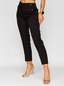 Pantalón de tela con botones decorativos para mujer negro Bolf 8155