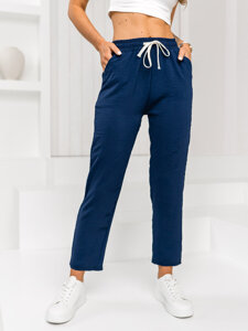 Pantalón de tela para mujer azul oscuro Bolf W7920