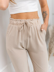 Pantalón de tela para mujer beige Bolf W7921