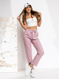 Pantalón de tela para mujer rosa Bolf W7962