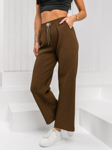 Pantalón de tela tipo pierna ancha para mujer chocolate Bolf W5226