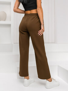 Pantalón de tela tipo pierna ancha para mujer chocolate Bolf W5226