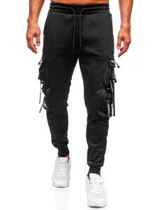 Pantalón forrado de chándal jogger cargo para hombre negro Bolf HSS347