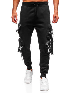 Pantalón forrado de chándal jogger cargo para hombre negro Bolf HSS350