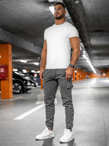 Pantalón grueso de combate joggers de chándal para hombre gris Bolf JX8715A