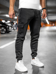 Pantalón grueso de combate joggers de chándal para hombre negro Bolf JX326A