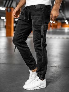 Pantalón jogger cargo vaquero para hombre color negro Bolf 8871