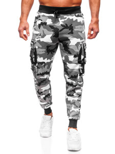 Pantalón jogger de chándal cargo camuflaje para hombre gris Bolf HSS125