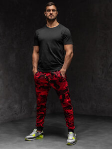 Pantalón jogger de chándal para hombre camuflaje y rojo Bolf KZ15A1