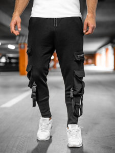 Pantalón jogger de chándal tipo cargo para hombre negro Bolf 6582A