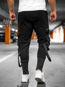 Pantalón jogger de chándal tipo cargo para hombre negro Bolf 6582A