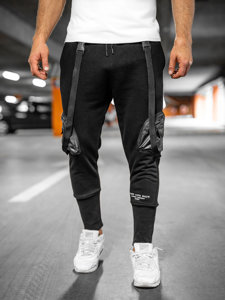 Pantalón jogger de chándal tipo cargo para hombre negro Bolf 6583A